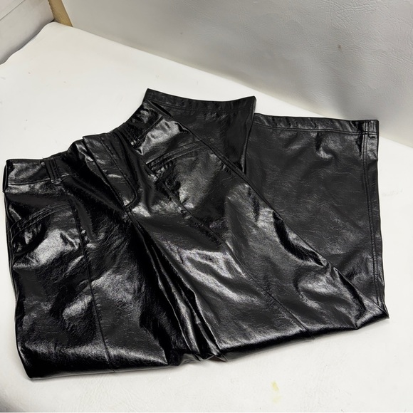 Free people faux leather pants size 0 wide leg high rise - Picture 11 of 14